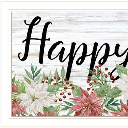 Happy Holiday White Framed Print Wall Art HomeRoots