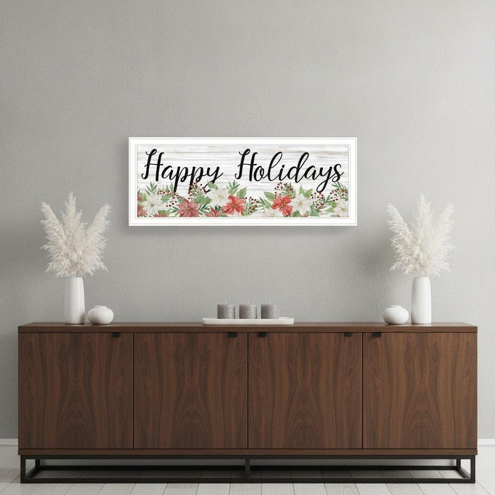 Happy Holiday White Framed Print Wall Art — view 1