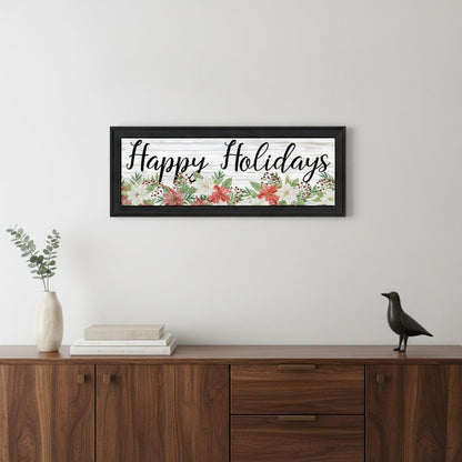 Happy Holiday Black Framed Wall Art HomeRoots