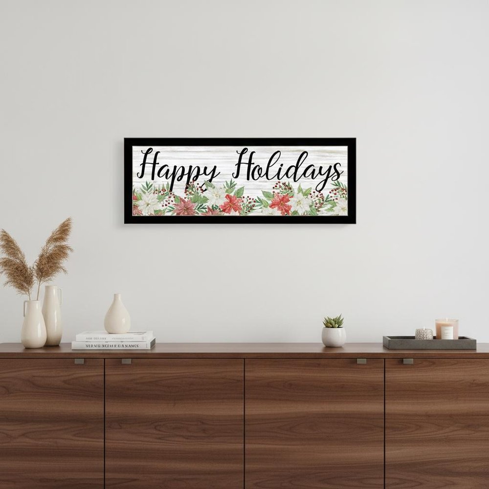 Happy Holiday Black Framed Print Wall Art — view 5