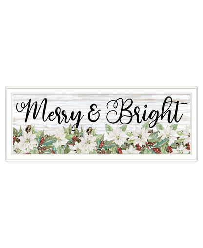 Merry and Bright White Framed Print Wall Art HomeRoots