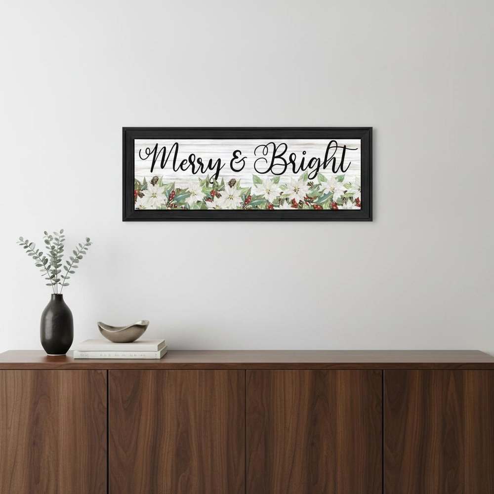 Merry and Bright Black Framed Print Wall Art — view 3