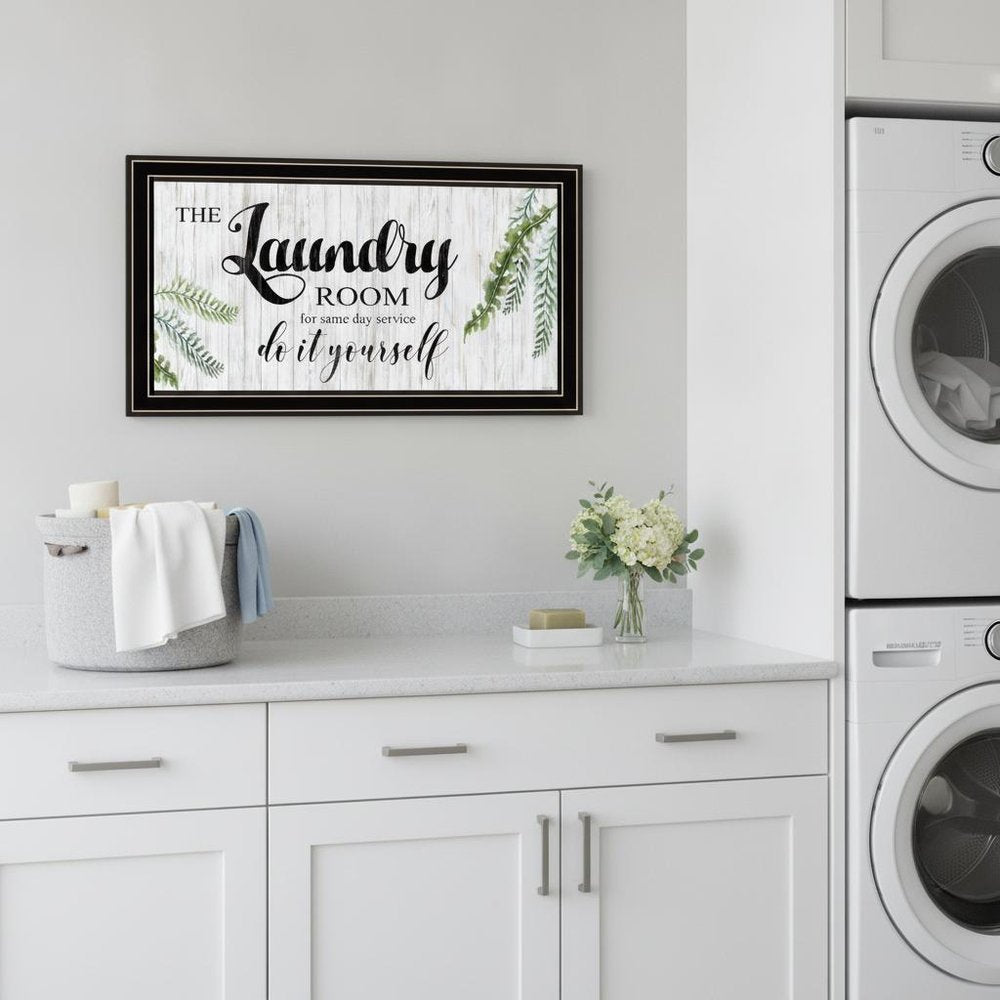 The Laundry Room Same Day Service Black and Brown Framed Print Laundry Wall Art — view 5