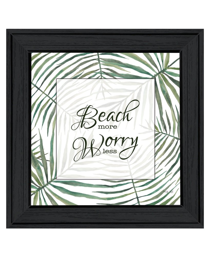 BEACH MORE WORRY LESS Black Framed Print Wall Art — view 1