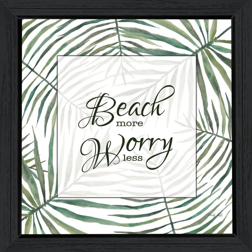 BEACH MORE WORRY LESS Black Framed Print Wall Art — view 3