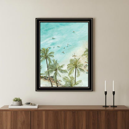 SURFING FROM AFAR Black Framed Print Wall Art HomeRoots