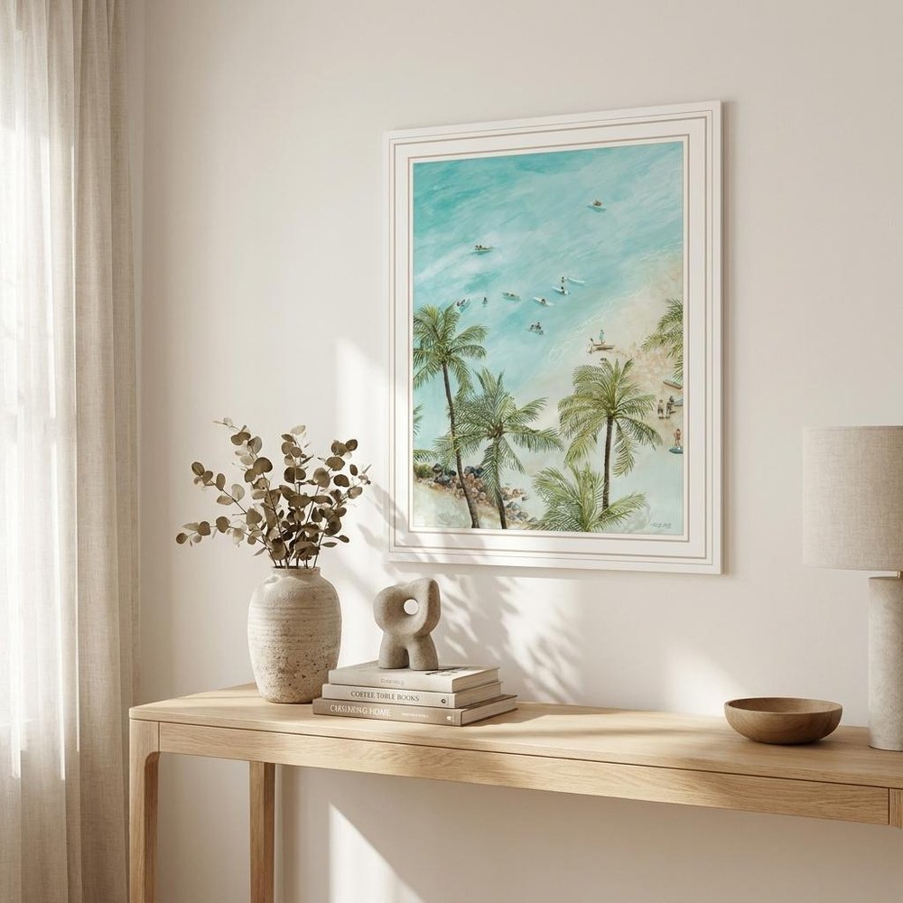 SURFING FROM AFAR Black Framed Print Wall Art HomeRoots