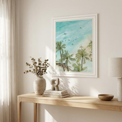 SURFING FROM AFAR Black Framed Print Wall Art HomeRoots