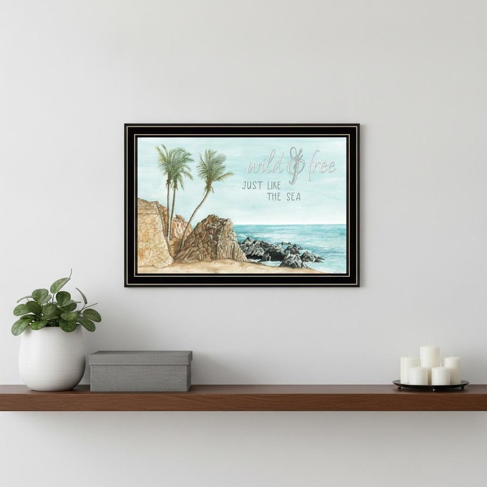 WILD AND FREE JUST LIKE THE SEA Black Framed Print Wall Art HomeRoots