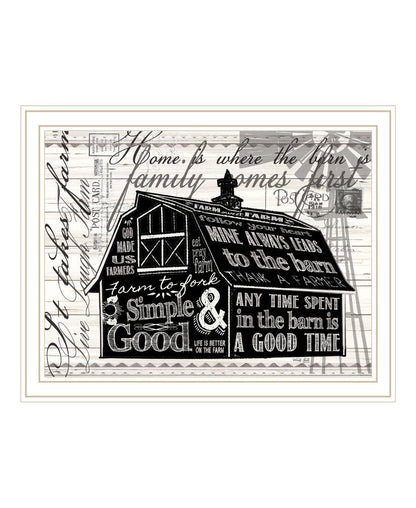 SIMPLE & GOOD BARN White Framed Print Wall Art