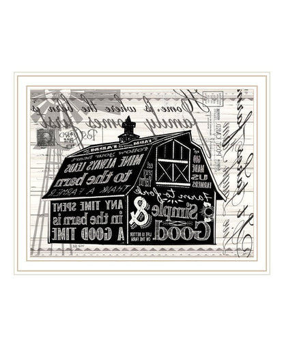 SIMPLE & GOOD BARN White Framed Print Wall Art