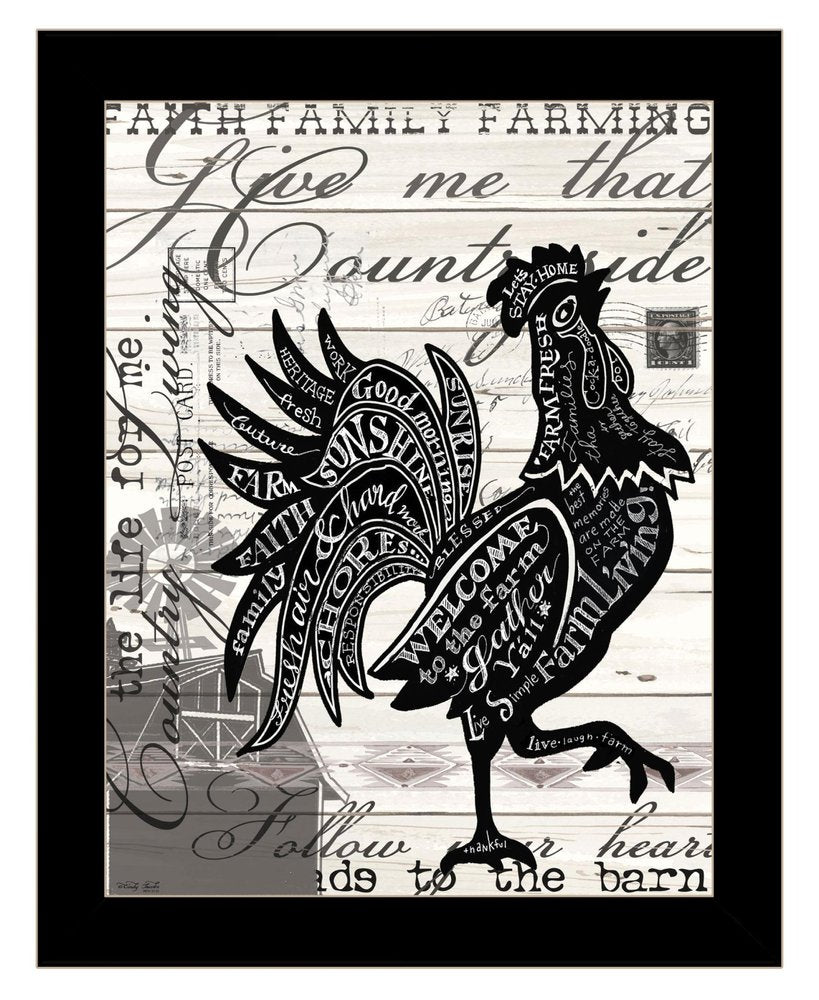 WELCOME TO THE FARM CHICKEN Black Framed Print Wall Art — view 2