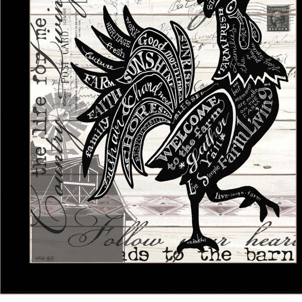 WELCOME TO THE FARM CHICKEN Black Framed Print Wall Art HomeRoots