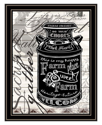 FARM SWEET FARM MILK CAN Black Framed Print Wall Art HomeRoots