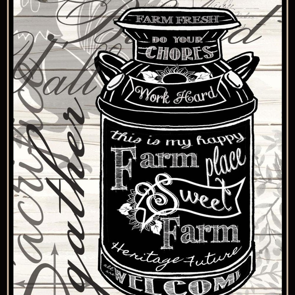FARM SWEET FARM MILK CAN Black Framed Print Wall Art HomeRoots