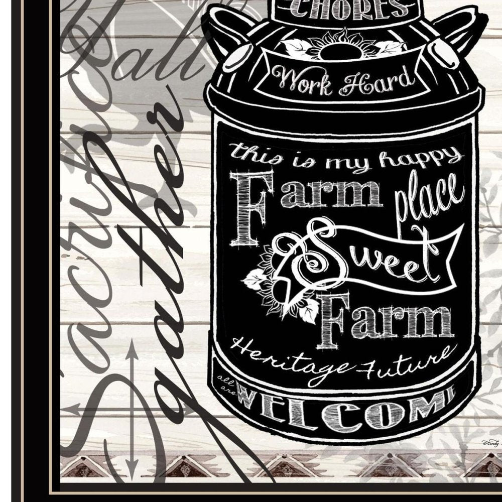 FARM SWEET FARM MILK CAN Black Framed Print Wall Art — view 3