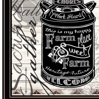 FARM SWEET FARM MILK CAN Black Framed Print Wall Art HomeRoots