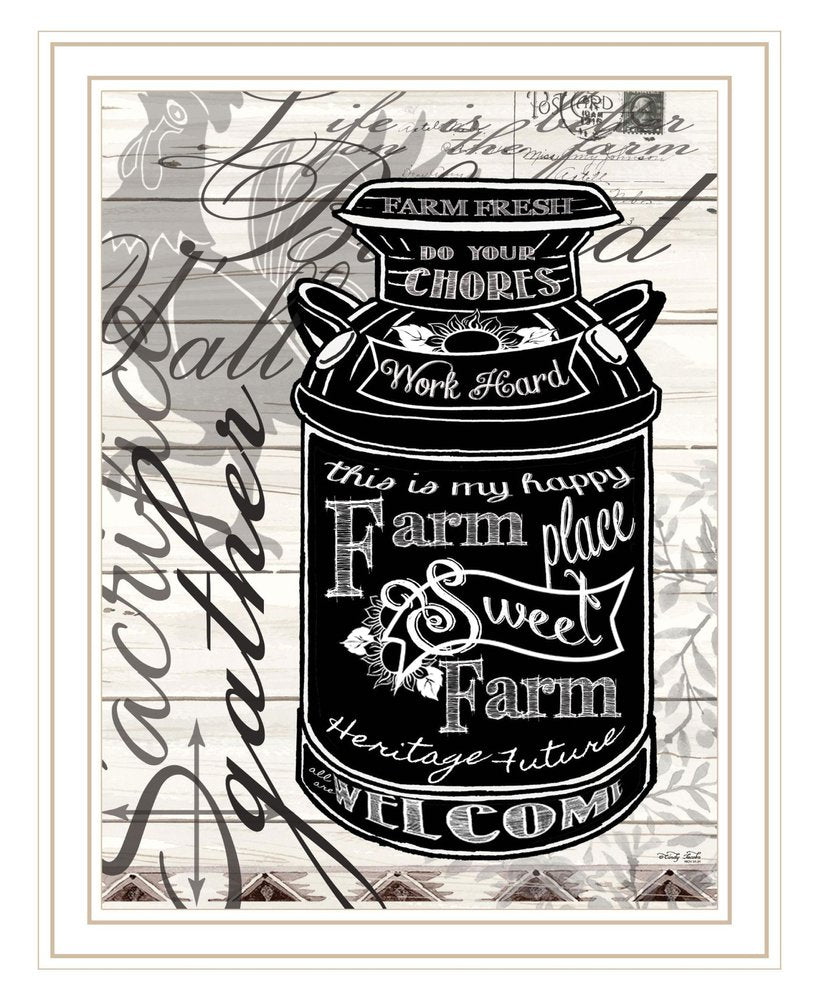 FARM SWEET FARM MILK CAN Black Framed Print Wall Art — view 6