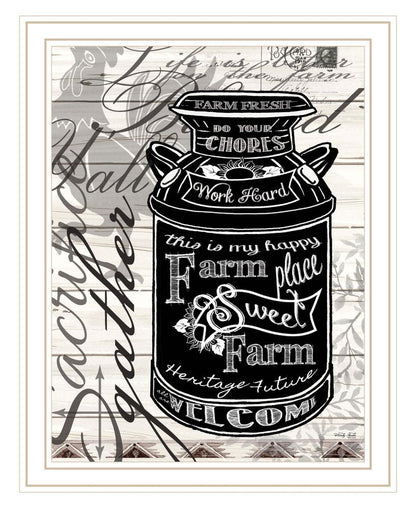 FARM SWEET FARM MILK CAN Black Framed Print Wall Art HomeRoots