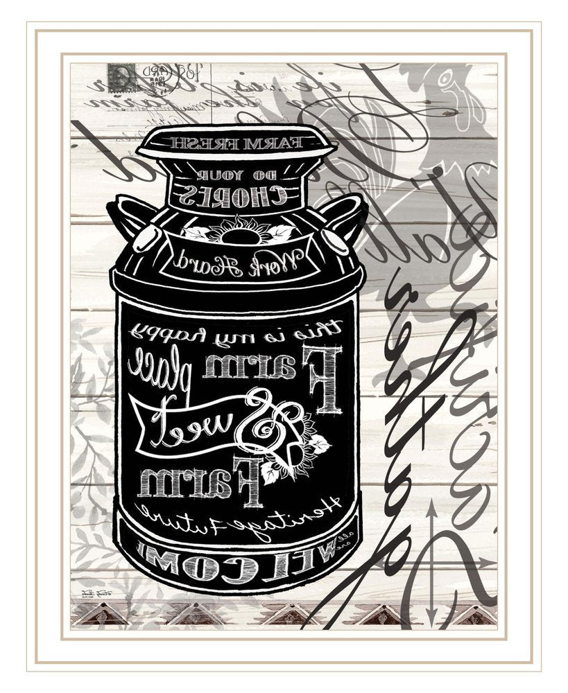 FARM SWEET FARM MILK CAN Black Framed Print Wall Art HomeRoots