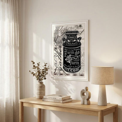 FARM SWEET FARM MILK CAN Black Framed Print Wall Art HomeRoots