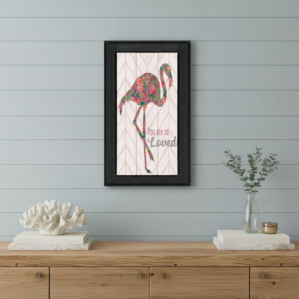 You are so loved Flamingo Black Framed Wall Art — view 2