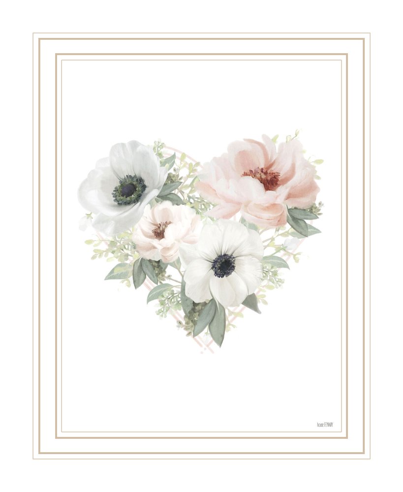 Floral Heart White Framed Print Wall Art HomeRoots