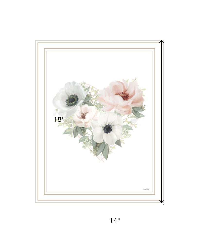 Floral Heart White Framed Print Wall Art — view 2