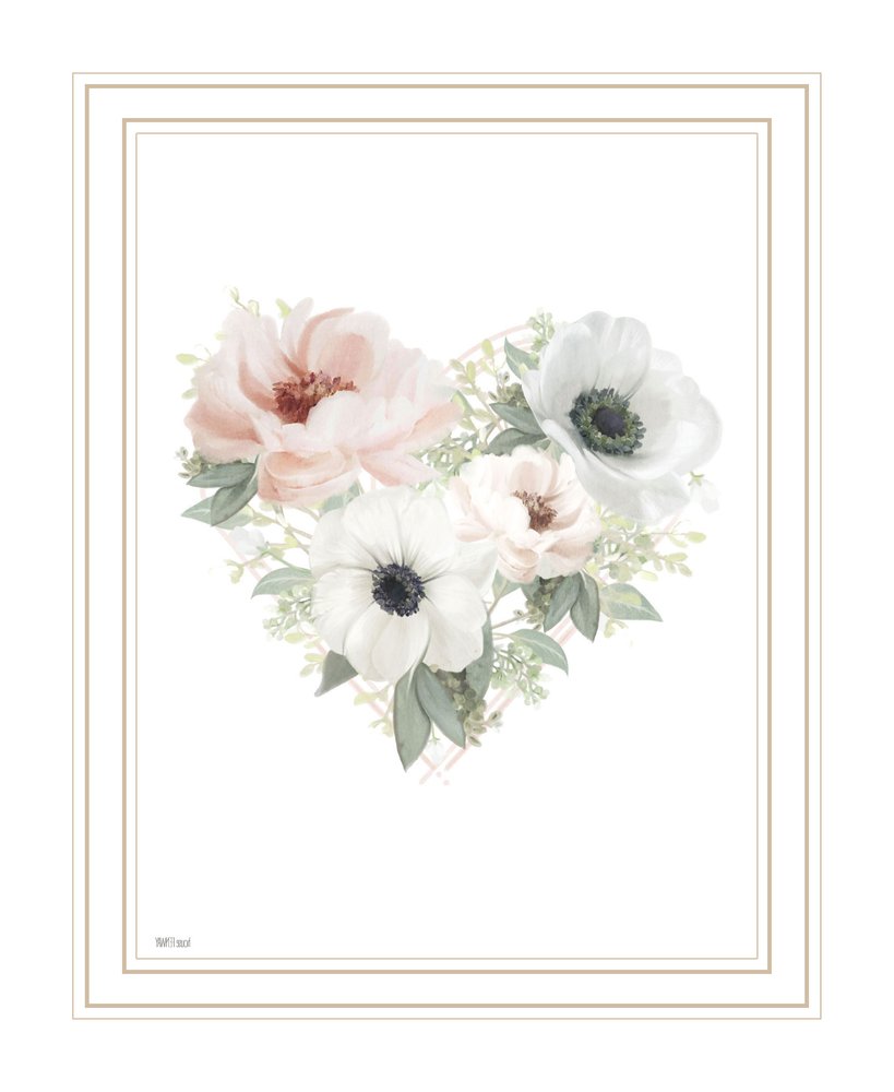 Floral Heart White Framed Print Wall Art HomeRoots