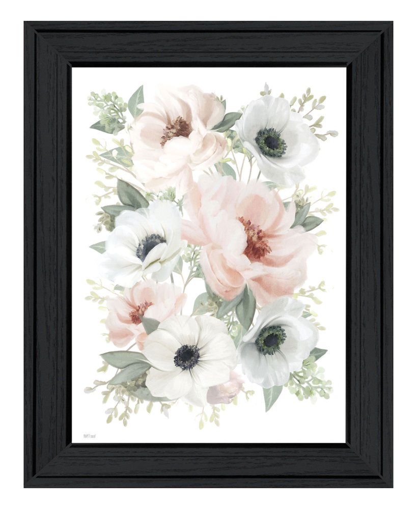 Peony Floral Block Black Framed Print Wall Art HomeRoots