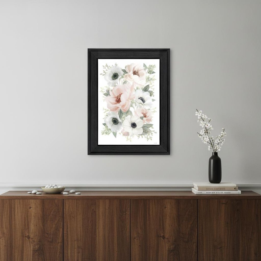 Peony Floral Block Black Framed Print Wall Art — view 4