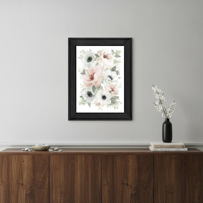 Peony Floral Block Black Framed Print Wall Art HomeRoots