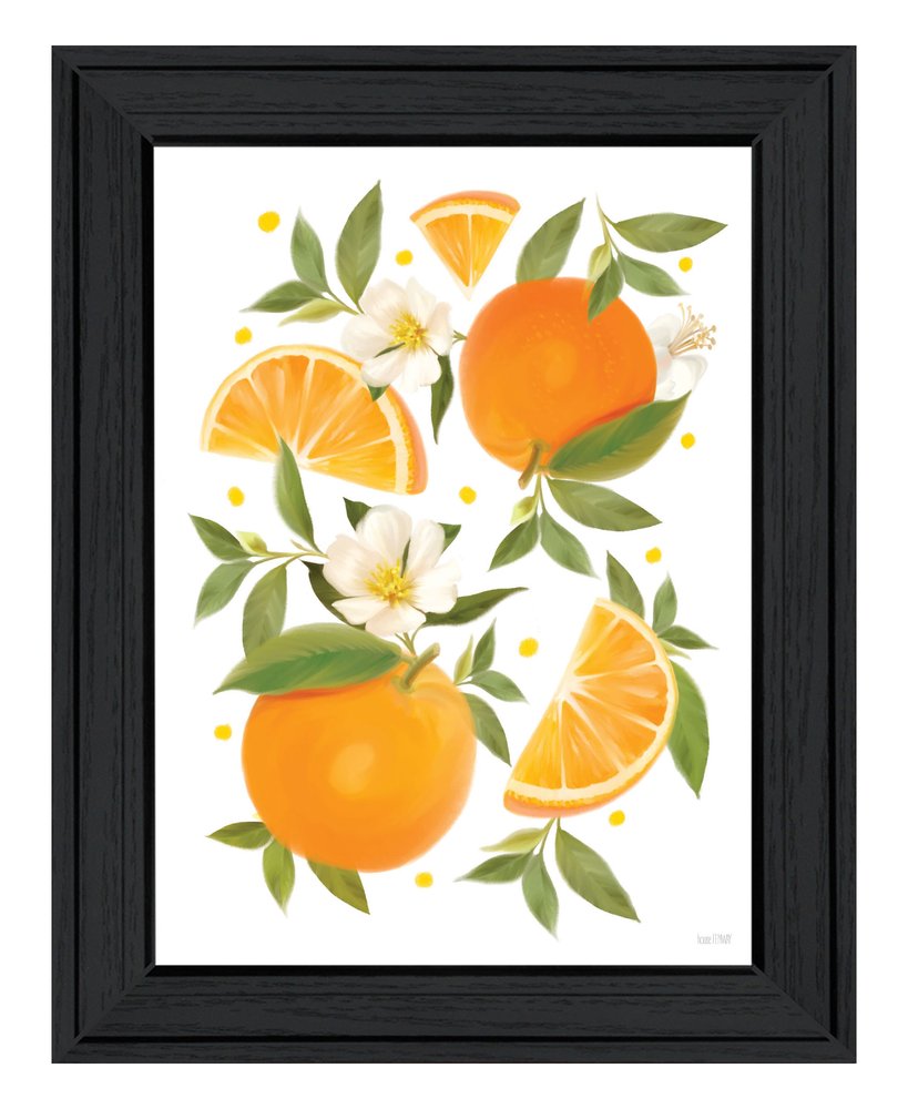 Citrus Orange Botanical Black Framed Print Wall Art — view 1