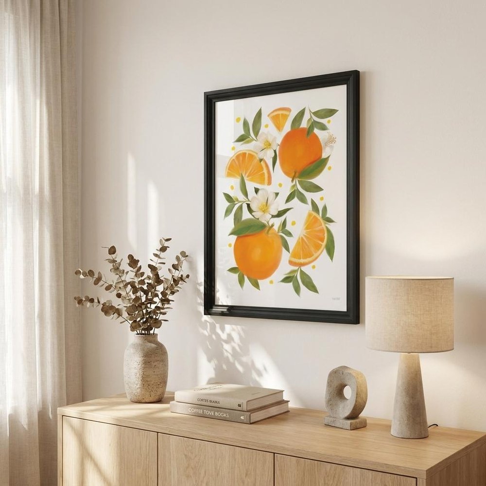 Citrus Orange Botanical Black Framed Print Wall Art HomeRoots
