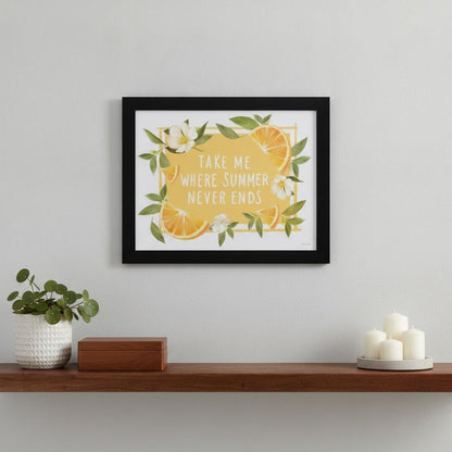 Take Me Where Summer Never Ends Black And Gold Framed Print Wall Art HomeRoots