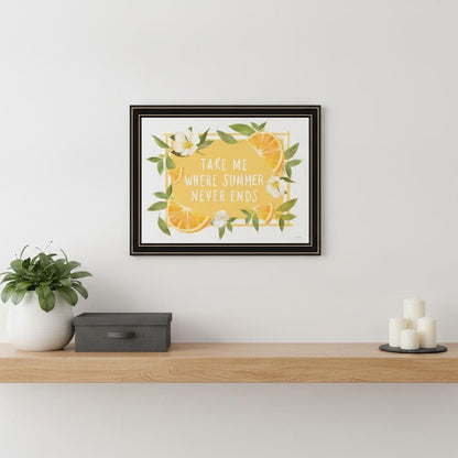 Take Me Where Summer Never Ends Black And Gold Framed Print Wall Art HomeRoots
