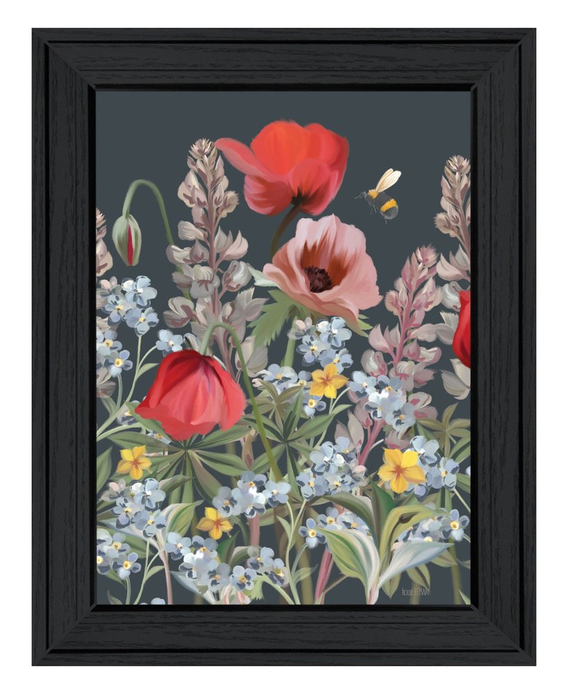 Summer Garden Buzz Black Framed Print Wall Art — view 1