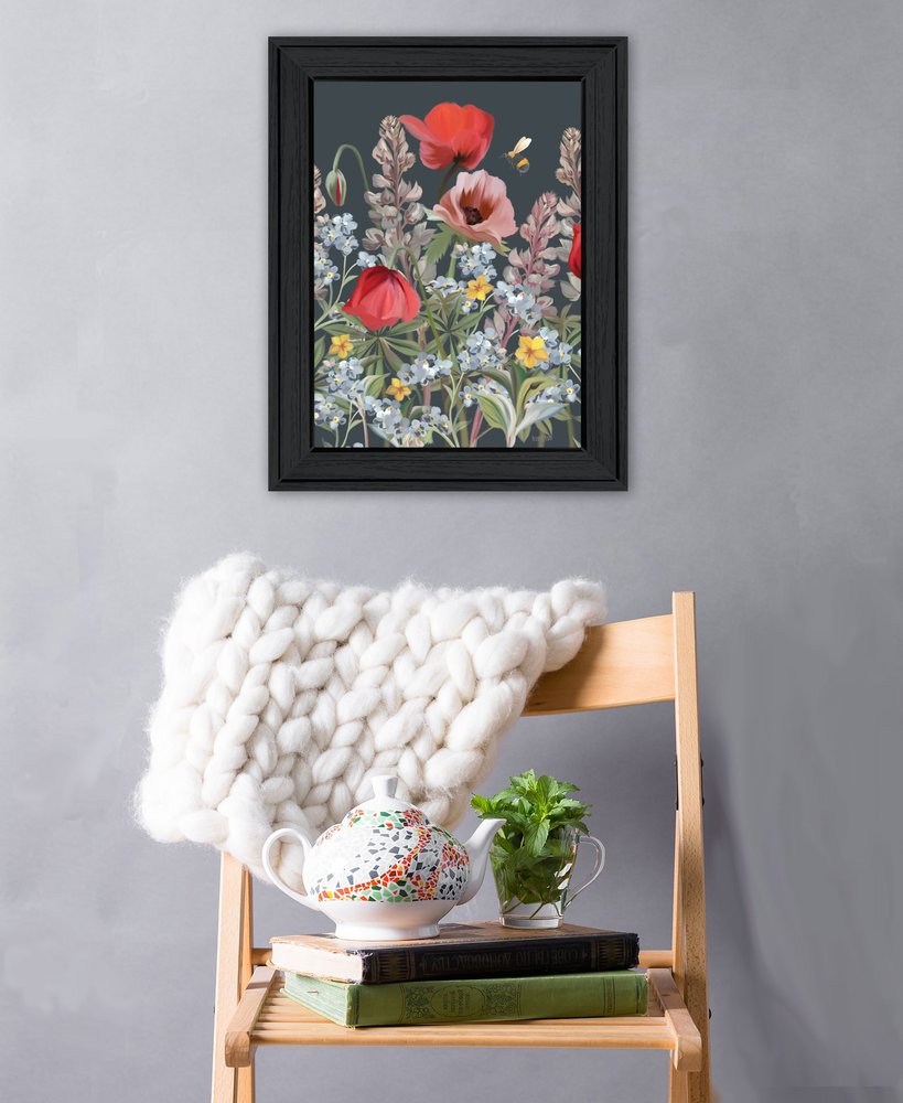 Summer Garden Buzz Black Framed Print Wall Art — view 2
