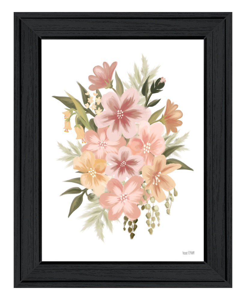 Peachy Petals Black Framed Print Wall Art — view 1