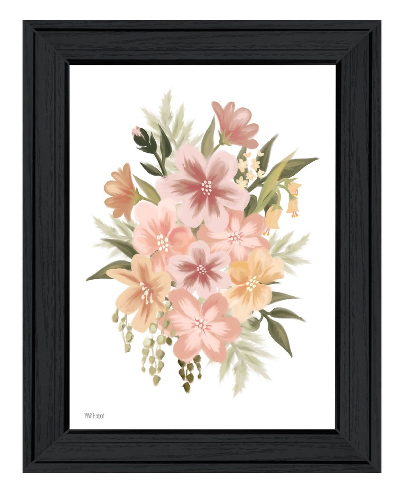 Peachy Petals Black Framed Print Wall Art HomeRoots