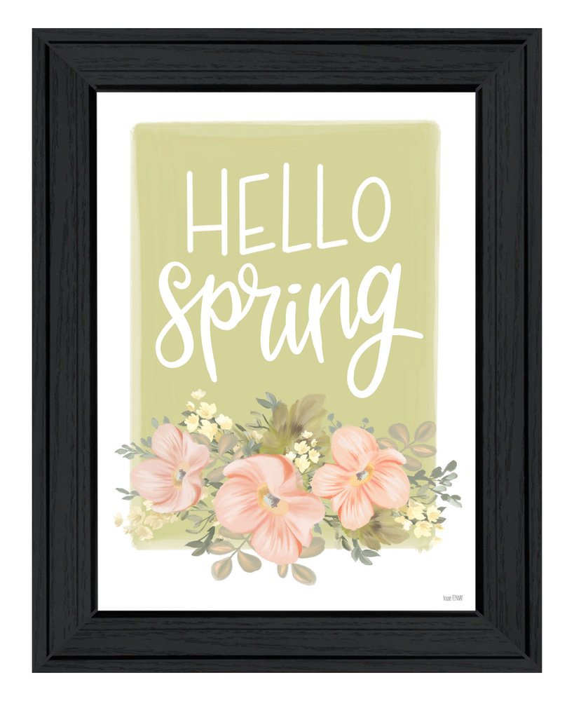 Hello Spring Floral Black Framed Print Wall Art — view 2