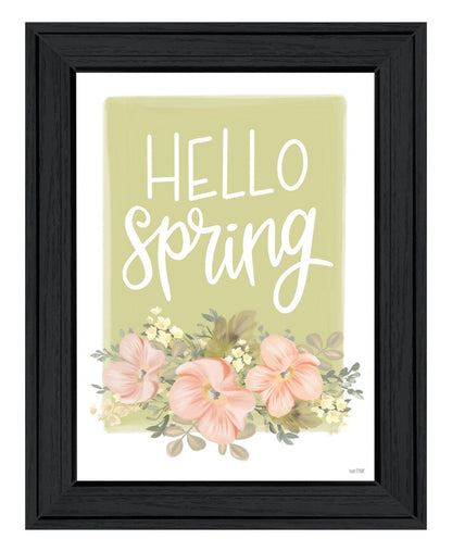Hello Spring Floral Black Framed Print Wall Art HomeRoots