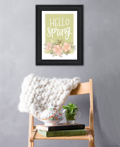 Hello Spring Floral Black Framed Print Wall Art HomeRoots