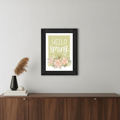 Hello Spring Floral Black Framed Print Wall Art HomeRoots