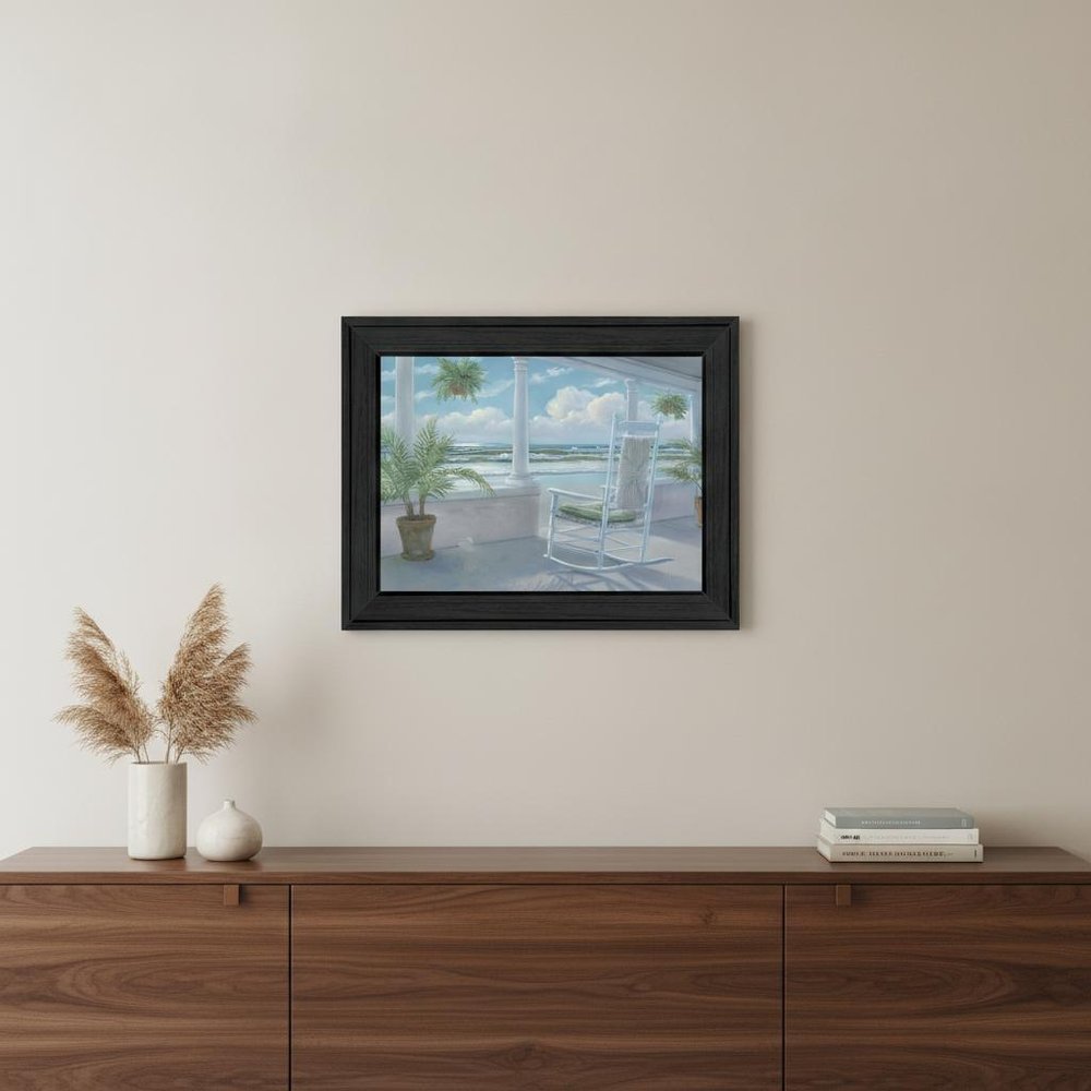 Coastal Porch Black Framed Print Wall Art HomeRoots