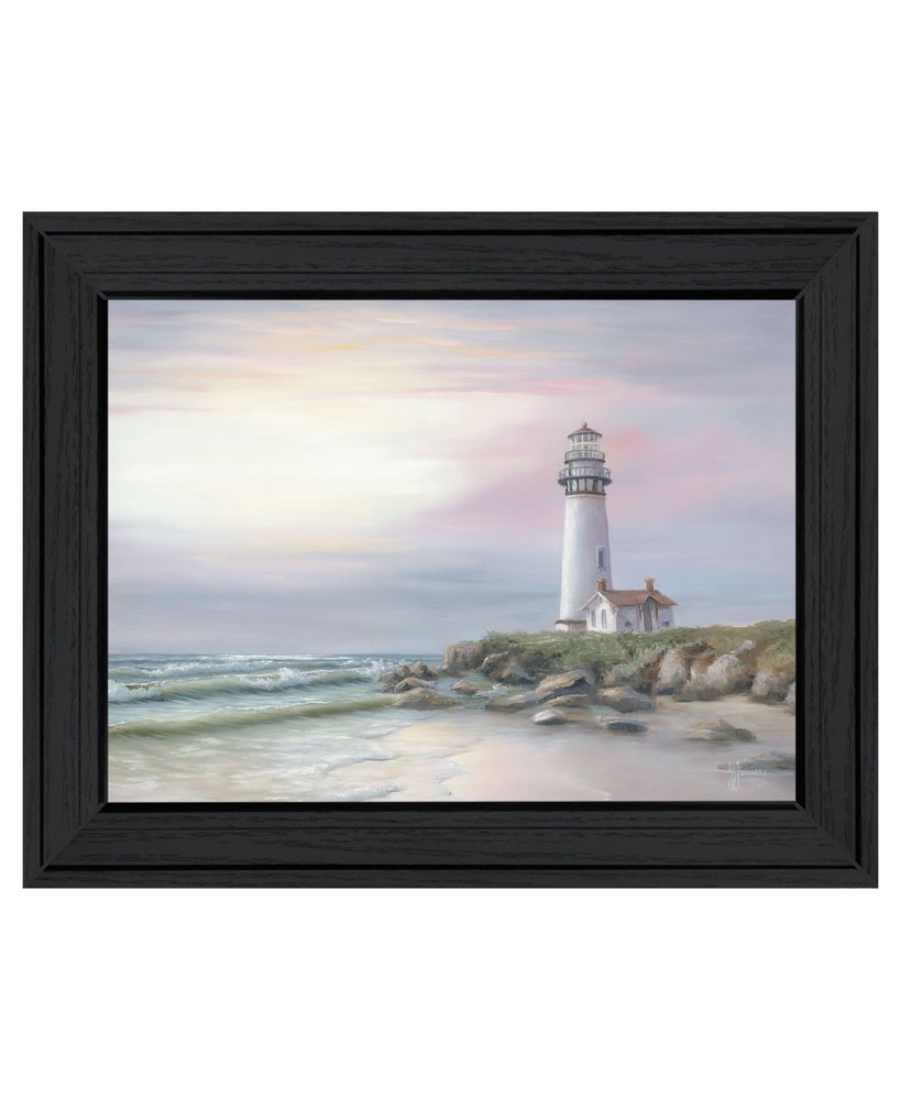 Lighthouse at Sunset Black Framed Print Wall Art — view 1