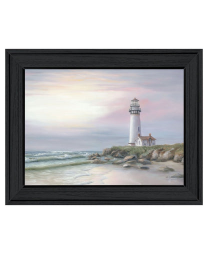Lighthouse at Sunset Black Framed Print Wall Art HomeRoots