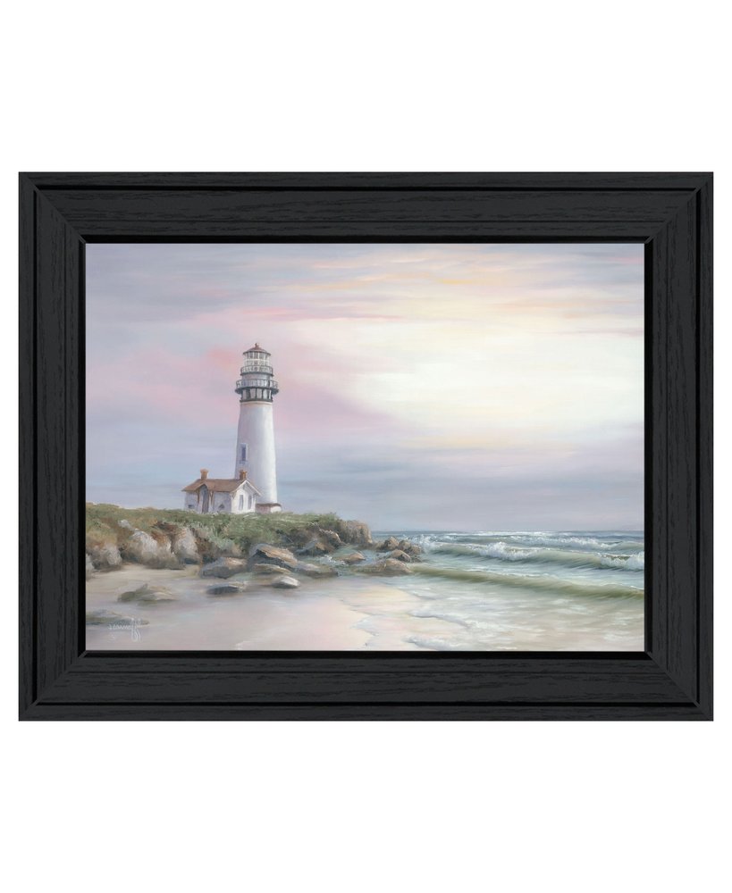 Lighthouse at Sunset Black Framed Print Wall Art — view 3