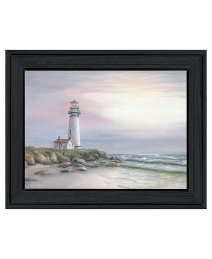Lighthouse at Sunset Black Framed Print Wall Art HomeRoots