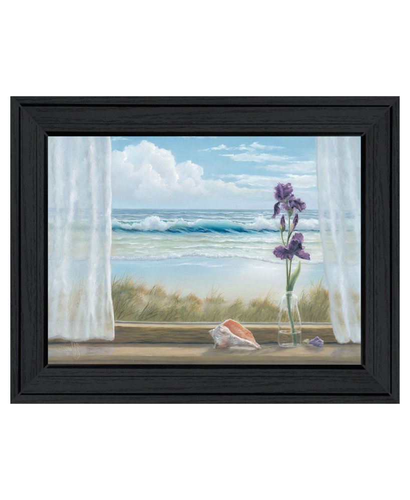 Irises on Windowsill Black Framed Print Wall Art — view 3